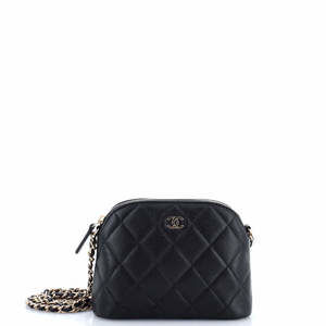 Chanel Mini CC Dome Zip Clutch with Chain Quilted Caviar